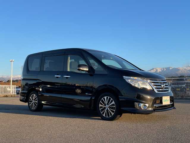 日産 セレナ HWS S HV Vセレ +SeftyⅡ 富山県 2016(平28)年 4.7万km ダイヤモンドブラック ALPINE9インチSDナビ/【Bluetooth/フルセグTV/DVD/CD】/ALPINEフリップダウンモニター/全方位カメラ/ETC/両側パワースライドドア/横滑り防止装置/純正16インチアルミホイール/衝突軽減防止装置/HIDヘッドライト/純正フロアマット/オートライト/スマートキー/プッシュスタート