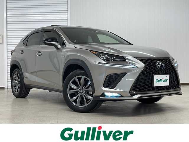 レクサス ＮＸ 300h Fスポーツ 熊本県 2019(平31)年 4.6万km ソニックチタニウム 純正SDナビ（ラジオ、フルセグ、SD、BT、USB）/ETC2.0/バックカメラ/クルーズコントロール/パドルシフト/サンルーフ/電動リアゲート/ステアリングリモコン/レーンキープアシスト/BSM/シートヒーター、クーラー/ハンドルヒーター/シートメモリー/パワーシート/オートハイビーム/・オートライト/・LEDヘッドライト/・フォグランプ/プッシュスタート/スマートキー/スペアキー有