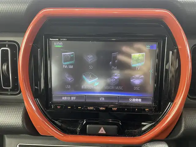 スズキ ハスラー HYBRID X 福井県 2020(令2)年 0.8万km バーミリオンオレンジ/ガンメタリック2トーン 純正SDナビ/AM/FM/CD/DVD/Bluetooth/ワンセグTV/全方位カメラ/衝突被害軽減ブレーキ/レーンキープアシスト/横滑り防止装置/アイドリングストップ/スノーモード/グリップコントロール/シートヒーター/オートライト/LEDヘッドライト/フォグランプ/スマートキー/プッシュスタート/電動格納ミラー/純正15インチAW/純正フロアマット