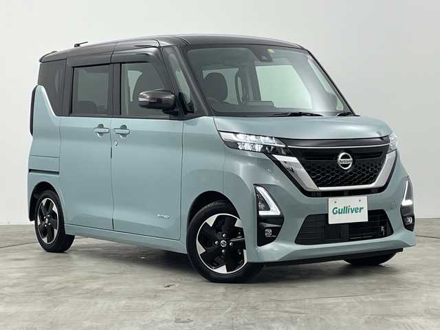 日産 ルークス ハイウェイスター X 群馬県 2023(令5)年 0.1万km アッシュブラウン/ソーダブルー 純正9インチディスプレイオーディオ アラウンドビューモニター アイドリングストップ 車線逸脱警報 エマージェンシーブレーキ 純正アルミホイール 禁煙車 純正フロアマット プッシュスタート 片側パワスラ
