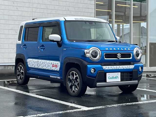 スズキ ハスラー HYBRID X ターボ 静岡県 2020(令2)年 3.5万km ブリスクブルーメタリック/ホワイト2トーンルーフ 純正9インチナビ/地デジTV/Bluetooth/バック/全周囲カメラ/レーダーブレーキサポート/前席シートヒーター/レーダークルーズコントロール/純正15インチAW/ビルトインETC/LEDヘッドライト/スマートキー