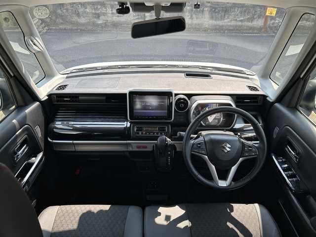 スズキ スペーシア カスタム HYBRID XS ターボ 佐賀県 2020(令2)年 5.9万km ピュアホワイトパール/ブラック2トーン デュアルセンサーブレーキサポート/リアセンサー/レーダークルーズコントロール/純正8インチSDナビ/・全方位モニター/・フルセグTV/BT/CD/DVD/両側パワースライドドア/純正15インチAW/LEDヘッドライト/オートライト/フォグランプ/ハーフレザーシート（合皮）/シートヒーター/革巻きステアリング/パドルシフト/ETC/リアサーキュレーター/リアサンシェード/リアシートテーブル/電動格納ミラー/フロアマット/ドアバイザー/エアバックW/サイド/カーテン
