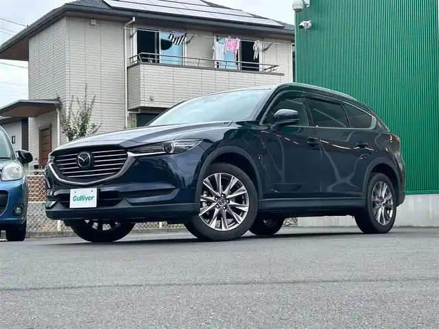 マツダ ＣＸ－８ XD プロアクティブ 静岡県 2019(平31)年 7万km ディープクリスタルブルーマイカ エンジンスタートボタン/パワーステアリング/パワーウィンドウ/アイドリングストップ/WAC/スマートキー（スペアキー1本）/クルーズコントロール（追従走行：有）/純正ETC/純正SDナビ（BT接続、フルセグTV、CDチェンジャー、AUX、DVD再生機能有)/全方位カメラ/後席用モニター（ALPINE)/３列シート/電動リアゲート/前後ドライブレコーダー/純正フロアマット/布系シート/D席パワーシート/D+N席シートヒーター/純正フロアマット/純正アルミホイール/ルーフレール/ABS/横滑り防止装置/レーンキープアシスト/オートライト/オートマチックハイビーム/前後コーナーセンサー/LEDヘッドライト/W+サイドエアバッグ/衝突軽減システム