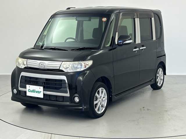 ダイハツ タント カスタム X 福島県 2012(平24)年 10.6万km ブラックマイカメタリック /禁煙車　//社外７型ナビ　//片側パワースライドドア　//スタッドレスＡＷセット積み込み　//ＥＴＣ　//ＵＳＢ入力端子　//ワンセグＴＶ　//取扱説明書　//保証書　//記録簿　//スペアキー　//フォグランプ