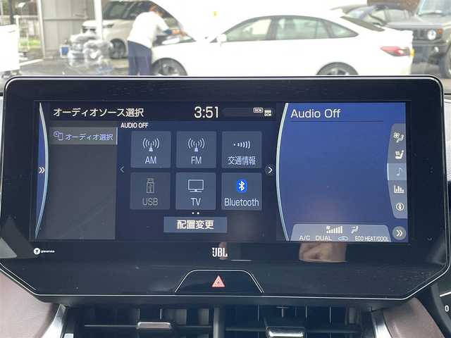 トヨタ ハリアー Z レザーパッケージ 島根県 2020(令2)年 4.9万km プレシャスブラックパール 登録時走行距離　48539km/純正ナビ（フルセグテレビ/Bluetooth/AM/FM)/JBL/全周囲カメラ/追従型クルーズコントロール/電動リアゲート/パワーシート（DN席)/シートヒーター（DN席)/エアシート（DN席)/ステアリングヒーター/デジタルインナーミラー/電動パーキング/オートマチックハビーム/コーナーセンサー/レーンキープアシスト/横滑り防止/衝突軽減ブレーキ/ETC/純正アルミ19インチ