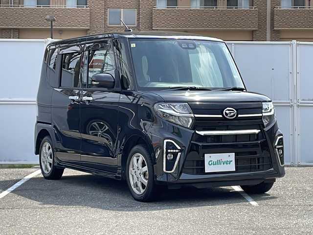 ダイハツ タント カスタム X セレクション 秋田県 2020(令2)年 5.3万km ブラックマイカメタリック 純正メモリーナビ　NMZK-W70D/CD　DVD　フルセグTV　SD　USB　BT/純正ドライブレコーダー/純正フロアマット/ドアバイザー/前後コーナーセンサー/プッシュスタート/シートバックテーブル/後席サンシェード/ウィンカーミラー/バックカメラ/両側パワースライドドア/スマートアシスト/衝突被害軽減ブレーキ/車線逸脱警報/誤発進抑制機能/先行車発進告知/オートマチックハイビーム/LEDヘッドライト/LEDフォグ/レザー調シートカバー/ETC/スマートキー/純正アルミ組サマータイヤ積込