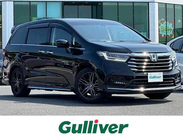 ホンダ オデッセイ ハイブリッド e:HEVアブソルート EX 島根県 2021(令3)年 7.8万km プレミアムスパークルブラックパール 純正10インチナビ/CD/DVD/DTV/Bluetooth/HDMI/USB/マルチビューカメラ /両側パワースライドドア/レーダークルーズコントロール/パワーシート/シートヒーター /ハーフレザー調シート/ステアリングスイッチ/ドライブレコーダー/ビルトインETC2.0/コーナーセンサー /BSM/パワーバックドア /スマートキー/プッシュスタート /純正フロアマット/ドアバイザー/純正アルミホイール