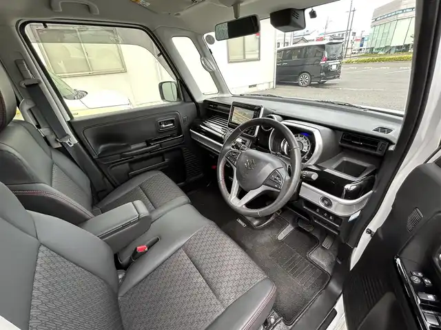 スズキ スペーシア カスタム HYBRID XS ターボ 福島県 2019(令1)年 2.4万km ピュアホワイトP デュアルセンサーブレーキサポート/クルーズコントロール/車線逸脱支援システム/純正ナビゲーション/型番：KXM-E504W/【CD/DVD/SD/USB/BT/TV】/バックカメラ/ビルトインETC/ドライブレコーダー/両側電動スライドドア/運転席シートヒーター/ステアリングリモコン/パドルシフト/アイドリングストップ/リアサーキュレーター/リアドアロールサンシェード/シートバックテーブル/LEDオートライト/LEDフォグランプ/純正フロアマット/純正ドアバイザー
