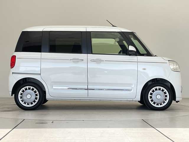 ダイハツ ムーヴ キャンバス セオリー G 愛知県 2023(令5)年 1.6万km パールホワイトⅢ スマートアシストIII/SDナビ　SDカードなし/ホットカップホルダー/シートヒーター/LEDヘッドライト/両側パワースライドドア/オートマチックハイビーム/レーンキープアシスト/衝突軽減システム/フルセグ/CD DVD/Bluetooth/ステアリングスイッチ/スマートキー/プッシュスタート