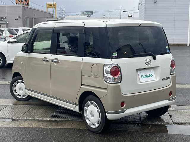 ダイハツ ムーヴ キャンバス G メイクアッフ SA Ⅱ 秋田県 2017(平29)年 6.6万km パールホワイトⅢ/ナチュラルベージュマイカメタリック 2トーン 登録時走行距離65102km/４WD/純正メモリナビ/CD/DVD/Bluetooth/フルセグＴＶ/後方コーナーセンサー/両側パワースライドドア/横滑り防止装置/盗難防止装置/レーンキープアシスト/衝突被害軽減システム/格納サイドミラー/ドアバイザー/LEDヘッドライト/フォグランプ/スマートキー/スペアキー