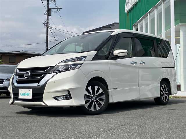 日産 セレナ ハイウェイスターVセレクションⅡ 東京都 2018(平30)年 8.6万km ブリリアントホワイトパール 社外フローティングナビ/プロパイロット/衝突軽減ブレーキ/車線逸脱防止支援システム/アラウンドビューモニター/インテリジェントルームミラー/踏み間違い衝突防止アシスト/パーキングアシスト/社外フリップダウンモニター/両側パワースライドドア/前後ドライブレコーダー/純正16インチアルミホイール/コーナーセンサー/LEDヘッドライト/オートライト/オートマチックハイビーム/エンジンスタートボタン/パワーステアリング/パワーウィンドウ/パーキングアシスト/アイドリングストップ/スマートキー/スペアキー１本/オートエアコン/ETC/USB/三列シート/ウォークスルー/ABS/横滑り防止装置/W+サイドエアバック