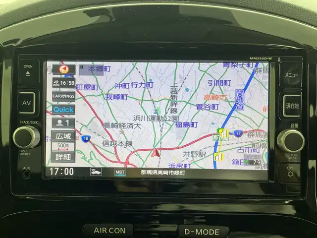 日産 ジューク 15RX Vセレクション 群馬県 2016(平28)年 3.5万km スーパーブラック 純正７型ナビ　全周囲カメラ　純正ドライブレコーダー　純正ＥＴＣ　衝突被害軽減ブレーキ　レーンアシスト　ステアリングスイッチ　プッシュスタート　アイドリングストップ　スマートキー　革巻ステアリング　禁煙