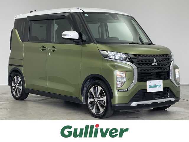 三菱 ｅＫクロススペース G プラスエディション 埼玉県 2021(令3)年 2.4万km 緑／白 純正９インチナビ　マルチアラウンドビューモニター　ＥＴＣ２．０　シートヒーター　衝突軽減　両側パワースライドドア　ハンズフリー　サーキュレーター　ドラレコ　ＬＥＤライト　コーナーセンサー　　地デジ