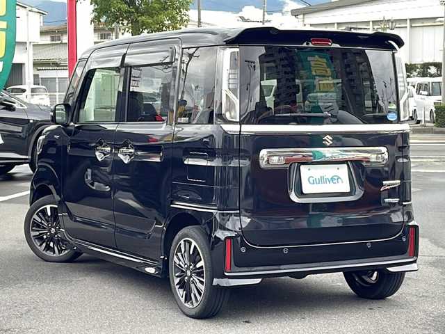 スズキ スペーシア カスタム HYBRID XS 長野県 2019(令1)年 4.3万km ブルーイッシュブラックパール3 ４ＷＤ　/メモリナビ/(CN-RE05WD)/BluetoothAudio/両側電動ドア　/純正アルミ　/シートヒーター　/プッシュスタート　/アイドリングストップ　/バックカメラ　/レーンキープアシスト　/コーナーセンサー　/盗難防止装置　/オートライト　/ワンセグＴＶ/横滑り防止装置/ETC/ベンチシート/衝突軽減システム/純正アフロアマット