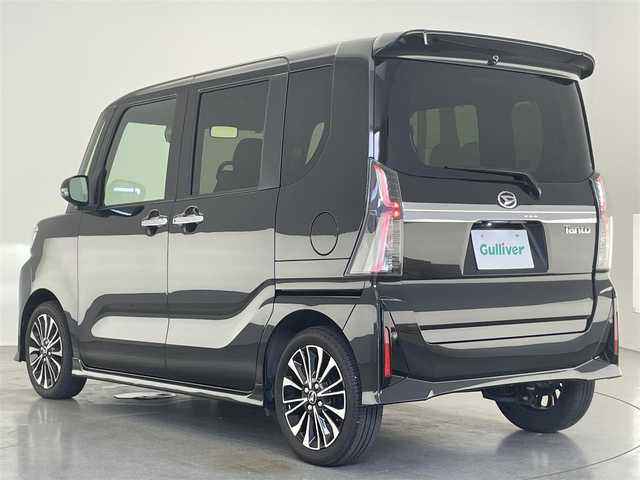 ダイハツ タント カスタム RS 愛知県 2023(令5)年 1.8万km ブラックマイカメタリック 純９型ＤＡ　フルセグＴＶ　Ｂｌｕｅｔｏｏｔｈ　バックカメラ　両側電動スライドドア　スマートアシスト３　フロントメッキ　バックドアメッキ　黒ハーフレザー　ＥＴＣ　衝突軽減　レーダークルコン　スマートキー/電動パーキング/フロントグリルロアガーニッシュ/バックドアスポイラーガーニッシュ