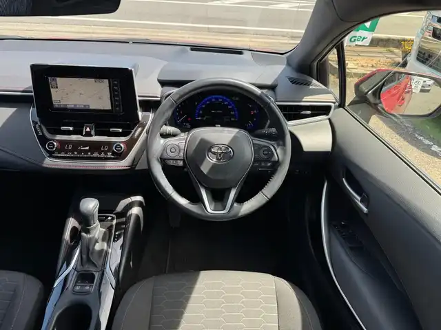トヨタ カローラ スポーツ ハイブリッドG Z 滋賀県 2018(平30)年 5.3万km スカーレットメタリック 純正フルセグナビ/　フルセグ Bluetooth CD SD AM FM/バックカメラ/ドライブレコーダー前後/ETC/ヘッドアップディスプレイ/Toyota Safety Sense /プリクラッシュセーフティ/レーントレーシングアシスト［LTA］/レーダークルーズコントロール/オートマチックハイビーム［AHB］/ロードサインアシスト［RSA］/車両接近通報装置/ドライブスタートコントロール/スマートキー×2/プッシュスタート/純正18インチアルミ/