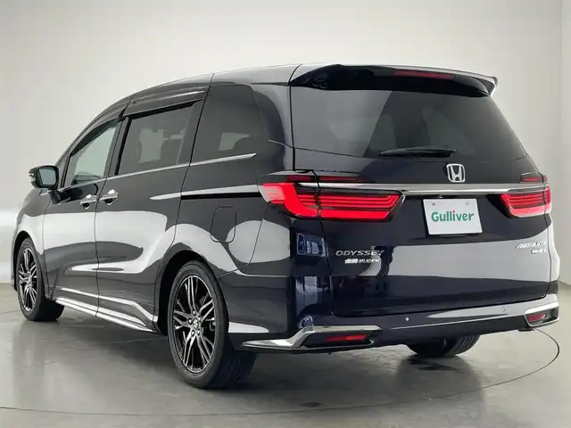 ホンダ オデッセイ ハイブリッド e:HEVアブソルート EX 愛知県 2022(令4)年 7.6万km プレミアムヴィーナスブラックP 純正１０型ナビ　フルセグＴＶ　ＨＤＭＩ　ＵＳＢ　純正１２．８型後席モニター　全方位カメラ　ナビ連動前後ドラレコ　パーキングアシスト　ホンダセンシング　衝突軽減装置　追従クルコン　シートヒーター LEDオートライト　オットマン　コーナーセンサー　BSM　カープレイ対応ナビ　TVキャンセラー　禁煙車