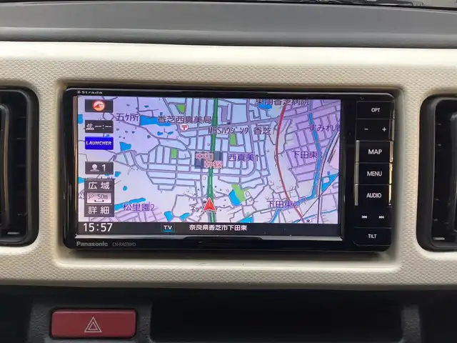 スズキ アルト L 奈良県 2017(平29)年 7万km シフォンアイボリーM 社外メモリーナビ(フルセグ・BT)/レーダーブレーキサポート/運転席シートヒーター/前後ドライブレコーダー/ETC/スペアキーあり/フロアマット/ドアバイザー