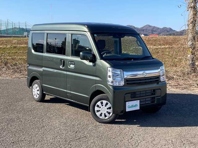 スズキ エブリイ JOIN 新潟県 2024(令6)年 0.4万km クールカーキPM 4WD/社外SDナビ(MDV-Z700)/CD/DVD/BT/フルセグテレビ/衝突被害軽減ブレーキ/レーンキープアシスト/コーナーセンサー/リモコンキー/キセノンヘッドライト/オートライト/オートハイビーム