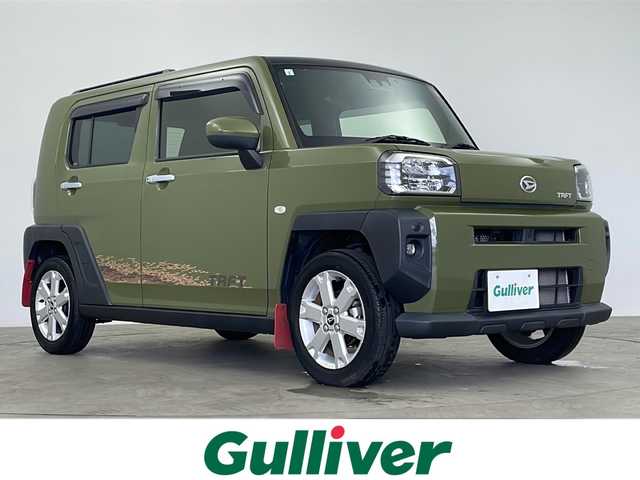 ダイハツ タフト G 鹿児島県 2021(令3)年 1.6万km ダークグリーン 禁煙車/衝突被害軽減ブレーキ/社外ナビTV/（AVIC-RZ811/CD/DVD/Bluetooth/フルセグTV)/社外バックカメラ/社外ETC/純正マッドガード/純正LEDオートライト/純正LEDフォグ/純正15インチアルミ/純正セキュリティアラーム/純正フロアマット/ガラスルーフ/レーンディパーチャーアラート/クリアランスソナー/リアプライバシーガラス/オート電動格納ミラー/前席シートヒーター/オートエアコン/スマートキー/プッシュエンジンスタート/新車時保証書/取扱い説明書