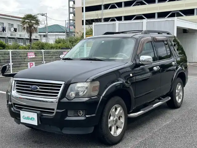 フォード エクスプローラー XLT 静岡県 2009(平21)年 10.2万km 黒 ユーザー買取車両/純正HDDナビ（CN-RA03D）/【CD/DVD/地デジTV】/純性AW17インチ/サンルーフ/バックカメラ/レザーシート/3列シート/ベンチシート/ルーフレール/純性フロアマット/シートヒーター/ETC/純性LEDライト