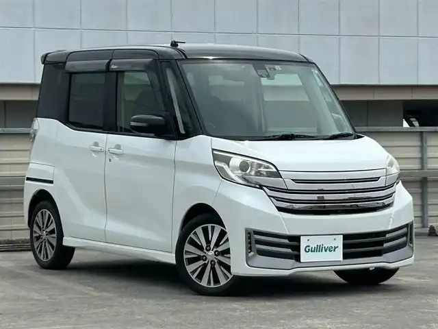 日産 デイズ ルークス ライダー Bライン HWSターボ 静岡県 2016(平28)年 6.6万km アメジストブラック/シルキーホワイト エマージェンシーブレーキ/純正SDナビ/・フルセグ/CD/DVD/USB/前方ドライブレコーダー/ETC/両側パワースライドドア/革巻きステアリング/・ステアリングスイッチ/オートライト/スマートキー/・プッシュスタート/HIDヘッドライト/電動格納ミラー/ウインカーミラー/後席サンシェード/アルミホイール/純正フロアマット/純正ドアバイザー