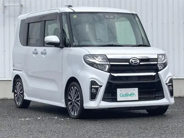 ダイハツ タント カスタム RS 熊本県 2019(令1)年 5.4万km シャイニングホワイトパール 純正7インチナビ　NSZP-W690/CD/DVD/Bluetooth/SD/USB/・全方位カメラ/・フルセグTV/ビルトインETC/前方ドライブレコーダー/両側パワースライドドア/レーダークルーズコントロール/コーナーセンサー/衝突被害軽減システム/横滑り防止システム/アイドリングストップ/オートライト/・LEDヘッドライト/フォグランプ/革巻きステアリング/・ステアリングスイッチ/電動格納ミラー/・ウインカーミラー/ドアバイザー/ハーフレザーシート/純正フロアマット/純正アルミホイール/ダブル＆サイド＆カーテンエアバック/プッシュスタート/スマートキー/・スペアキーｘ１