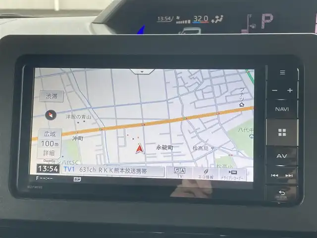 ダイハツ タント カスタム RS 熊本県 2019(令1)年 5.4万km シャイニングホワイトパール 純正7インチナビ　NSZP-W690/CD/DVD/Bluetooth/SD/USB/・全方位カメラ/・フルセグTV/ビルトインETC/前方ドライブレコーダー/両側パワースライドドア/レーダークルーズコントロール/コーナーセンサー/衝突被害軽減システム/横滑り防止システム/アイドリングストップ/オートライト/・LEDヘッドライト/フォグランプ/革巻きステアリング/・ステアリングスイッチ/電動格納ミラー/・ウインカーミラー/ドアバイザー/ハーフレザーシート/純正フロアマット/純正アルミホイール/ダブル＆サイド＆カーテンエアバック/プッシュスタート/スマートキー/・スペアキーｘ１