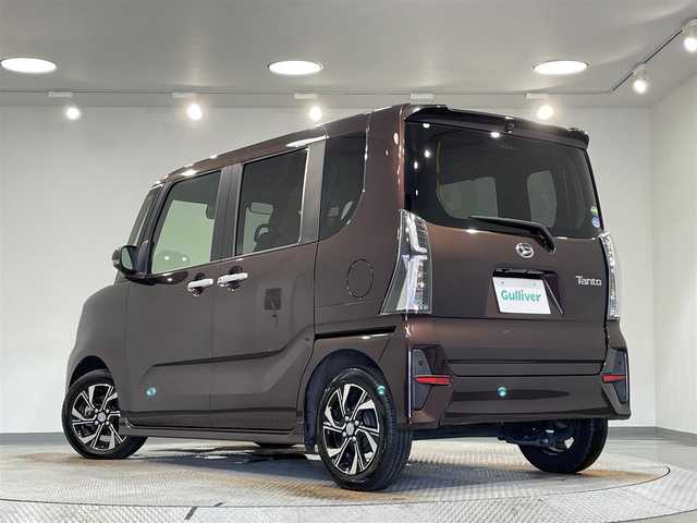 ダイハツ タント カスタム X 愛知県 2020(令2)年 5.2万km プラムブラウンクリスタルマイカ 純正ナビ　/(Bluetooth/フルセグTV/CD・DVD再生/SD/FM/AM/iPod)/両側パワースライドドア　/ロングスライドシート　/コーナーセンサー　/スマートアシスト　/　　-衝突回避支援ブレーキ　/　　-車線逸脱警報　/　　-ふらつき警報/　　-先行車発進お知らせ機能/　　-標識認識機能/　　-オートハイビーム/ＵＳＢ接続　/バックカメラ　/アイドリングストップ/横滑り防止/ＬＥＤヘッドライト　/ハーフレザーシート　/LEDフォグランプ/純正フロアマット/プッシュスタート/　　-スマートキー