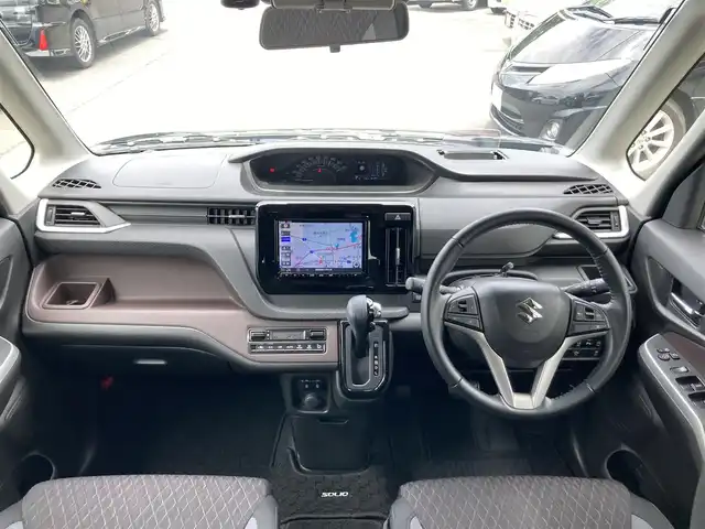 スズキ ソリオ バンディット HV MV 静岡県 2021(令3)年 4.5万km スーパーブラックパール スズキセーフティサポート/純正8インチメモリーナビ（CN-RZ865）/  AM FM CD DVD Bluetooth iPod/フルセグTV/バックモニター/ETC/両側パワースライドドア/前後ドライブレコーダー/アダプティブクルーズコントロール/LEDオートヘッドライト/フロントフォグランプ/カラーヘッドアップディズプレイ/ステアリングスイッチ/リアロールサンシェード/シートバックテーブル/充電用USB端子×2/純正15インチアルミホイール/純正フロアマット/スマートキー×2本