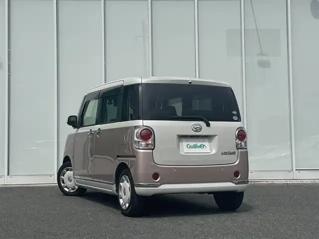 ダイハツ ムーヴ キャンバス G メイクアップ SA Ⅲ 福岡県 2018(平30)年 8.7万km パールホワイトⅢ/ライトローズマイカメタリックⅡ 2トーン 純正ナビ(CD/DVD/SD/Bluetooth/フルセグ)/両側パワースライドドア/バックカメラ/衝突軽減ブレーキ/横滑り防止装置/コーナーセンサー(後ろ)/キセノンヘッドライト/前方ドラレコ/ETC/オートライト/オートマチックハイビーム/純正フロアマット/プッシュスタート/スマートキー×2/ステアリングリモコン/電格ミラー/ISOFIX