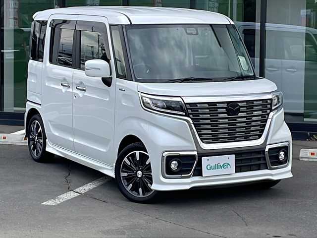 マツダ フレアワゴン カスタムスタイル ハイブリッド XS 道東・釧路十勝 2020(令2)年 4.8万km ピュアホワイトP ・４WD/・社外SDメモリナビ/（CD・DVD・AM・FM・BT・フルセグ）/・バックカメラ/・両側パワースライドドア/・ETC/・前後ドライブレコーダー/・アイドリングストップ/・スマートキー/・プッシュスタート/・衝突被害軽減ブレーキ/・横滑り防止装置/・車線逸脱防止機能/・革巻きステアリング/・ハーフレザーシート/・前席シートヒーター/・オートライト/・ヒーテッドドアミラー/・LEDヘッドライト/・フォグライト/・純正フロアマット/・ドアバイザー