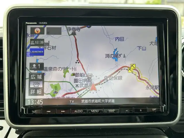 スズキ スペーシア カスタム HYBRID XS ターボ 佐賀県 2020(令2)年 5.4万km ピュアホワイトパール/ブラック2トーン デュアルセンサーブレーキサポート/リアセンサー/レーダークルーズコントロール/純正8インチSDナビ/・全方位モニター/・フルセグTV/BT/CD/DVD/アルパインフリップダウンモニター/両側パワースライドドア/純正15インチAW/LEDヘッドライト/オートライト/フォグランプ/ハーフレザーシート（合皮）/シートヒーター/革巻きステアリング/パドルシフト/ETC/リアサーキュレーター/リアサンシェード/リアシートテーブル/電動格納ミラー/フロアマット/ドアバイザー/エアバックW/サイド/カーテン