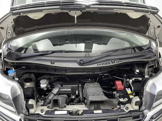 スズキ スペーシア カスタム HYBRID XS ターボ 千葉県 2018(平30)年 4.6万km スチールシルバーM 禁煙車/デュアルセンサーブレーキサポート/純正8型ナビ（CN-RZ843）/CD/DVD/SD/USB/Bluetooth/アラウンドビューモニター/フルセグTV/ヘッドアップディスプレイ/レーンアシスト/クルーズコントロール/横滑り防止機能/アイドリングストップ/LEDオートライト/コーナーセンサー/シートヒーター/ハーフレザーシート/パドルシフト/ステアリングスイッチ/純正15インチアルミホイール/純正フロアマット/スペアキー