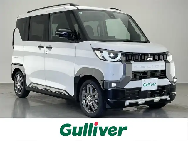 三菱 デリカミニ T プレミアム リミテッド ED 愛知県 2025(令7)年 0.1千km アメジストブラック/シルキーホワイト T　PREMIUM　LIMITED　9型ディスプレイオーディオ（121/330）　サイドデカール（33/440）/届出済未使用車　純正９型ＤＡ　カープレイ　アラウンドビューカメラ　マイパイロット　追従クルコン　衝突軽減　両側電動スライドドア　黒ハーフレザー　シートヒーター　ルーフレール　ＬＥＤヘッドライト　禁煙車