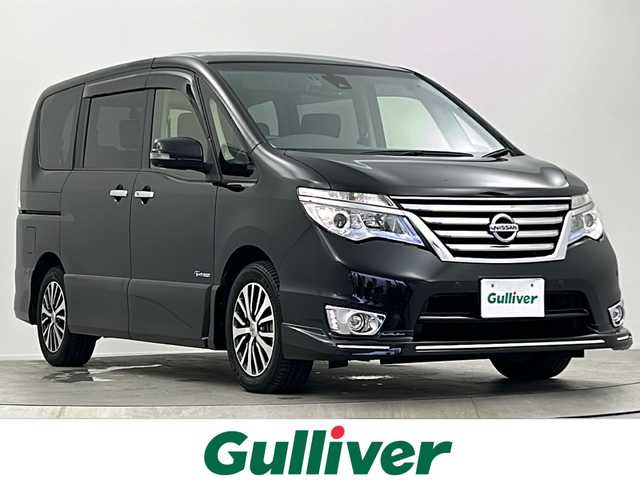 日産 セレナ HWS S HV Vエアロ+Sefty Aセーフ 大阪府 2015(平27)年 2.4万km ダイヤモンドブラック 純正ナビ/・フルセグTV/・Bluetooth/・FM/AM/純正後席フリップダウンモニター/アラウンドビューモニター/衝突軽減システム/クルーズコントロール/両側パワースライドドア/前後コーナーセンサー/ビルトインETC/スマートキー/LEDヘッドライト
