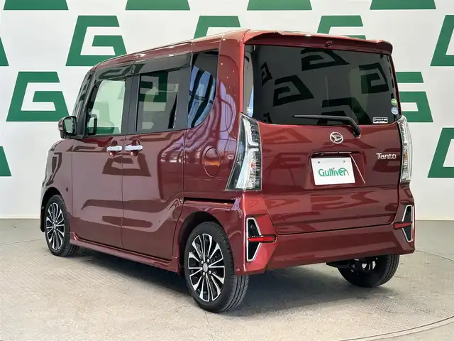 ダイハツ タント カスタム RS セレクション 鹿児島県 2020(令2)年 3.1万km ファイアークォーツレッドM ビルトインETC/前方ドラレコ/全周囲カメラ/純正ナビ（フルセグ/CD・DVD/Bluetooth/USB）/スマートアシスト/前後コーナーセンサー/レーダークルーズコントロール/ステアリングリモコン/前席シートヒーター/両側パワスラ/ハーフレザーシート/純正15インチAW/純正ドアバイザー/純正フロアマット/オートライト/LEDヘッドライト/フォグランプ/電格ミラー/プッシュスタート/スマートキー