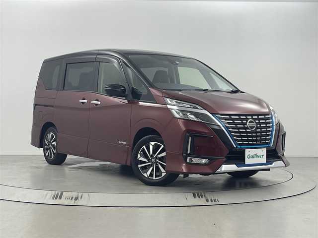 日産 セレナ e－パワー ハイウェイスター G 埼玉県 2020(令2)年 4.4万km マルーンレッド 2トーン エマージェンシーブレーキ/プロパイロット/両側パワースライドドア/純正９インチメモリナビ/CD/DVD/Bluetooth/フルセグ/全方位カメラ/デジタルインナーミラー/ドライブレコーダー/ETC/レザーシート/ステアリングヒーター/純正１６インチAW/純正フロアマット/プッシュスタート/スマートキー