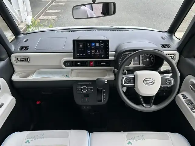 ダイハツ ムーヴ キャンバス ストライプス G ターボ 静岡県 2025(令7)年 0.2万km シャイニングホワイトパール/ファインミントメタリック ターボ車/スマートアシスト/純正９型ディスプレイ/フルセグＴＶ/HDMI/BTオーディオ/ＥＴＣ/バックカメラ/ＡＰＰＬＥＣＡＲＰＬＡＹ/両側電動スライドドア/ＬＥＤヘッドランプ/フォグライト/追従クルーズコントロール/ディズニー仕様シートカバー/ホットカップホルダー/純正フロアマット/スマートキー2本