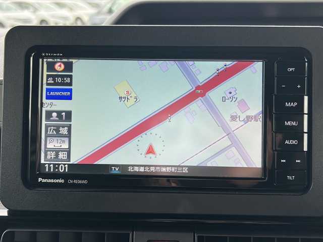 ダイハツ タント カスタム RS セレクション 道東・釧路十勝 2020(令2)年 6.4万km パールブラック ・４WD/・社外SDメモリナビ/（AM・FM・CD・DVD・BT・フルセグ）/・バックカメラ/・両側パワースライドドア/・レーダークルーズコントロール/・アイドリングストップ/・スマートキー/・プッシュスタート/・ドアバイザー/・純正フロアマット/・電動格納ミラー/・前席シートヒーター/・純正ETC/・純正エンジンスターター/・純正アルミホイール/・オートライト/・オートマチックハイビーム/・社外前後ドライブレコーダー