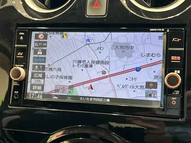 日産 ノート e－パワー X 埼玉県 2017(平29)年 2.4万km シャイニングブルー エマージェンシーブレーキ /純正メモリナビ/　　CD/DVD/BT/フルセグ/アラウンドビューモニター /LEDオートライト /ステアリングスイッチ /ETC