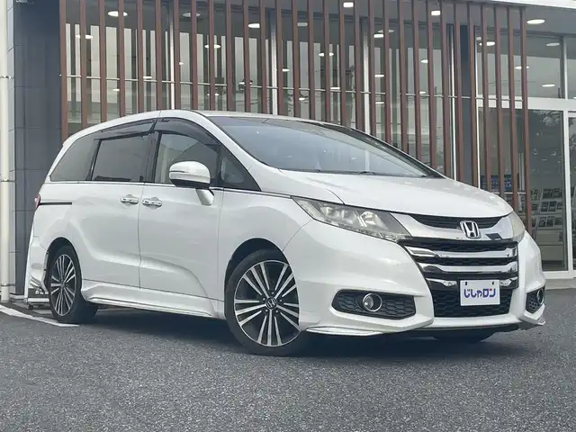 ホンダ オデッセイ アブソルート EX 千葉県 2014(平26)年 11.6万km ホワイトオーキッドパール (株)IDOMが運営する【じしゃロン八千代店】の自社ローン対象車両になります。こちらは現金またはオートローンご利用時の価格です。自社ローンご希望の方は別途その旨お申付け下さい。/純正ナビ/・AM/FM/CD/・Bluetooth接続/・フルセグTV/バックカメラ/ビルトインETC/ドライブレコーダー（SD欠）/クルーズコントロール/パドルシフト/フリップダウンモニター/両側パワースライドドア/ステアリングリモコン/D席パワーシート/BSM/LEDヘッドライト/純正アルミホイール/純正フロアマット/ドアバイザー/ウインカーミラー