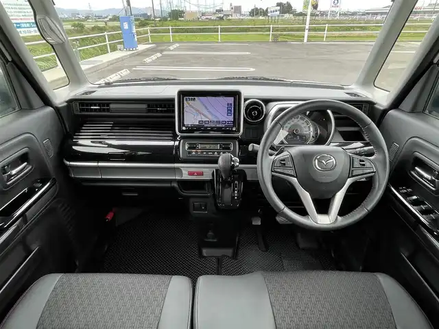 マツダ フレアワゴン 佐賀県 2018(平30)年 6.9万km パール ８インチメモリナビ/・フルセグTV/CD/DVD/SD/USB/Bluetooth/ビルトインETC/両側パワースライドドア/パドルシフト/ハーフレザーシート/ISOFIX対応/後席用サイドサンシェード/革巻きステアリング/ステアリングリモコン/社外14インチアルミホイール/純正LEDヘッドライト/純正LEDフォグライト/取扱説明書/スペアキー１本/車線逸脱警報システム/衝突被害軽減ブレーキ/パーキングセンサー(後方のみ)