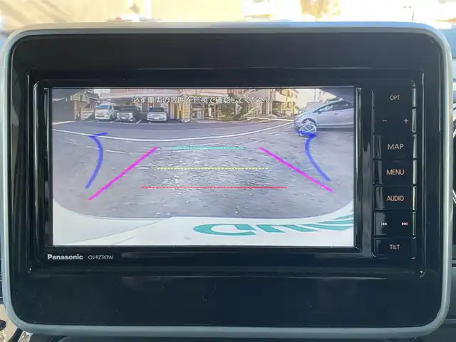 スズキ スペーシア カスタム HYBRID XS ターボ 東京都 2018(平30)年 4.1万km ピュアホワイトパール/ブラック2トーン ターボ/社外メモリナビ(CN-RZ743W)/　(フルセグTV/Bluetooth/DVD/SD/USB)/バックカメラ/ETC/前後ドライブレコーダー/両側パワースライドドア/ハーフレザーシート/D席シートヒーター/レザー調シートカバー/クルーズコントロール/スズキ セーフティ サポート/・デュアルセンサーブレーキサポート/・車線逸脱警報機能/・先行車発進お知らせ機能/・後退時ブレーキサポート/・リヤパーキングセンサー/・誤発進抑制機能/・ふらつき警報機能/・ハイビームアシスト/・後方誤発進抑制機能/横滑り防止装置/パドルシフト/スマートキー/社外14インチアルミホイール/(純正15インチアルミ車載)/純正LEDヘッドライト/カーテンエアバック/スペアキー1本/保証書/取扱説明書