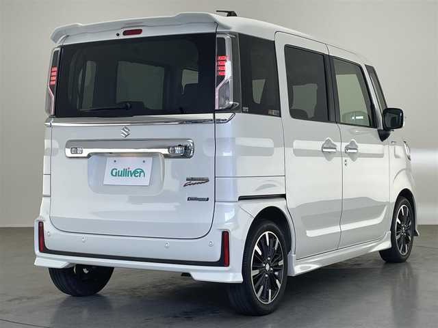 スズキ スペーシア カスタム HYBRID XS ターボ 愛知県 2021(令3)年 3.2万km ピュアホワイトP 社外８型ナビ　ラジオ　Ｂｌｕｅｔｏｏｔｈ　バックカメラ　両側パワースライドドア　ハーフレザー　シートヒーター　ＥＴＣ　デュアルカメラブレーキ　衝突軽減　追従クルコン　パーキングセンサー　ＬＥＤオートライト　パドルシフト　フォグランプ　禁煙車