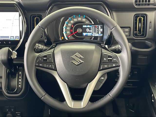 スズキ ハスラー HYBRID X ターボ 秋田県 2025(令7)年 0.4万km ソフトベージュメタリック 純正ナビ【AM/FM/BT/CD/DVD】 /USBポート/全方位カメラ /フルセグTV /ETC パドルシフト　/前後ドライブレコーダー　/アダプティブクルーズコントロール　/前席シートヒーター　/スズキセーフティサポート/車線逸脱警報/横滑り防止装置/衝突被害軽減システム/クリアランスソナー/オートライト　/オートエアコン  /ダウンヒルアシストコントロール/ヒルディセントコントロール/PWR/プッシュスタート /スマートキー/スペアキー有り/ステアリングリモコン/アイドリングストップ/革巻きステアリング/社外フロアマット/ウィンカーミラー /フォグライト /サイドバイザー /取扱説明書