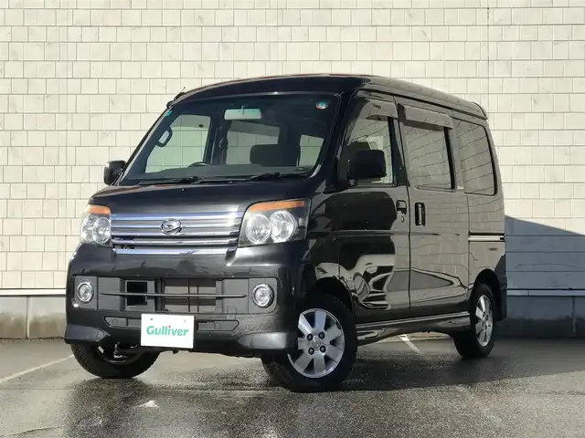 ダイハツ アトレー ワゴン カスタム ターボ RS 富山県 2012(平24)年 8.1万km ブラックマイカメタリック 4WD/社外ナビ/フルセグTV/Bluetooth/MOMO革巻きステアリング/両側スライドドア/フォグランプ/HIDヘッドライト/ドアバイザー/純正フロアマット/ETC/パワーウインドウ