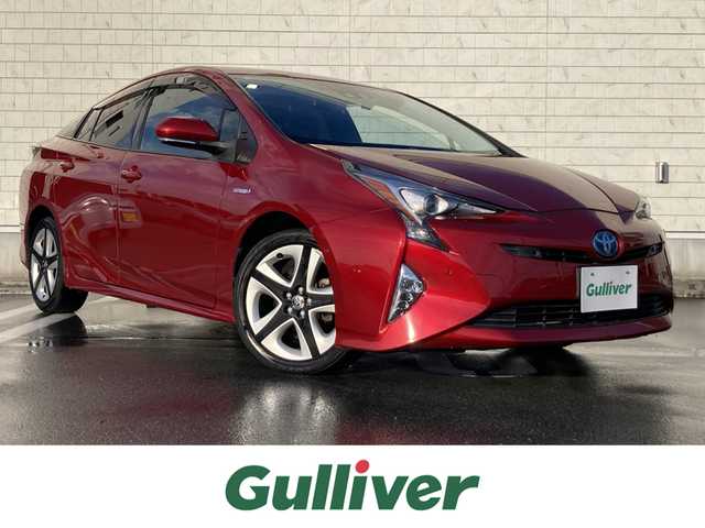 トヨタ プリウス A ツーリングセレクション 静岡県 2016(平28)年 7.6万km エモーショナルレッド Toyota Safety Sense/純正9インチナビ(DSZT-YC4T)/　AM FM CD DVD Bluetooth USB HDMI SDREC/フルセグTV/ビルトインETC/バックモニター/レーダークルーズコントロール/LEDオートヘッドライト/シートヒーター(前席)/前後クリアランスソナー/純正17インチアルミホイール/ヘッドアップディズプレイ/スマートキー2本/フロントフォグランプ/前後方ドライブレコーダー/レザーシート