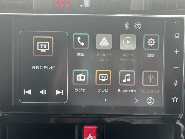 ダイハツ トール カスタムG ターボ 沖縄県 2024(令6)年 0.4万km ブラックマイカメタリック 9インチディスプレイオーディオ・TV・Bluetooth/全方位カメラ/両側パワースライドドア/オートライト/衝突軽減システム/コーナーセンサー/オートホールド/リアロールサンシェード/ステアリングスイッチ/電動格納ミラー/LEDヘッドライト/純正アルミ