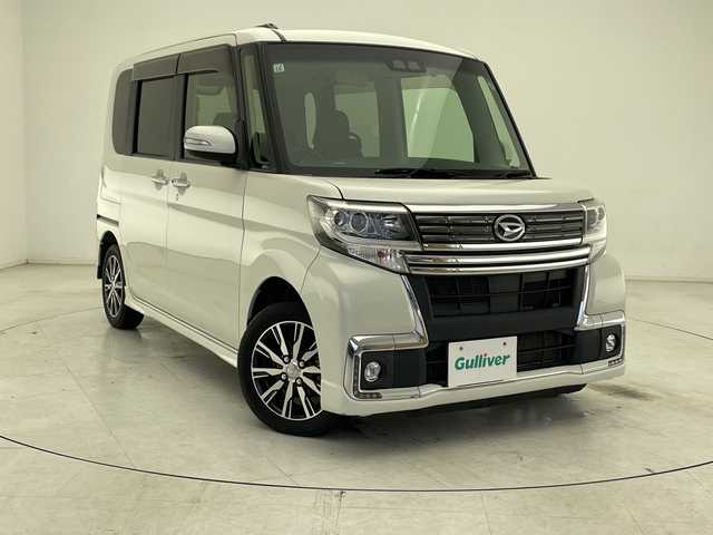 ダイハツ タント カスタム X トップED SA Ⅲ 千葉県 2017(平29)年 4万km パールホワイトⅢ 社外ナビ/　DVD/フルセグTV/Bluetooth/スマートアシスト/衝突軽減ブレーキ/オートハイビーム/運転席シートヒーター/ハーフレザーシート/前方ドラレコ/ＥＴＣ/バックカメラ/ＬＥＤライト/フォグランプ/ロールサンシェード/フロアマット/ドアバイザー